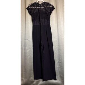 Sugar + Lips Size M Black Lace Top Jumpsuit Elegant Party Evening Wide Leg Pants